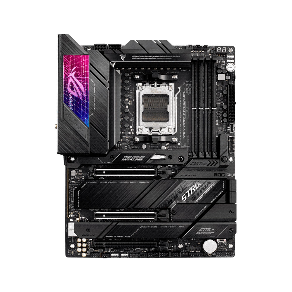 fastrax_88688_6a561c0357d87.jpg PLACA MADRE ASUS AM5 ROG STRIX X670E-E GAMING WIFI S/R/HDMI/DP/WIFI/4M2/DP/USB3.2/DDR5/ATX - Imagen 1