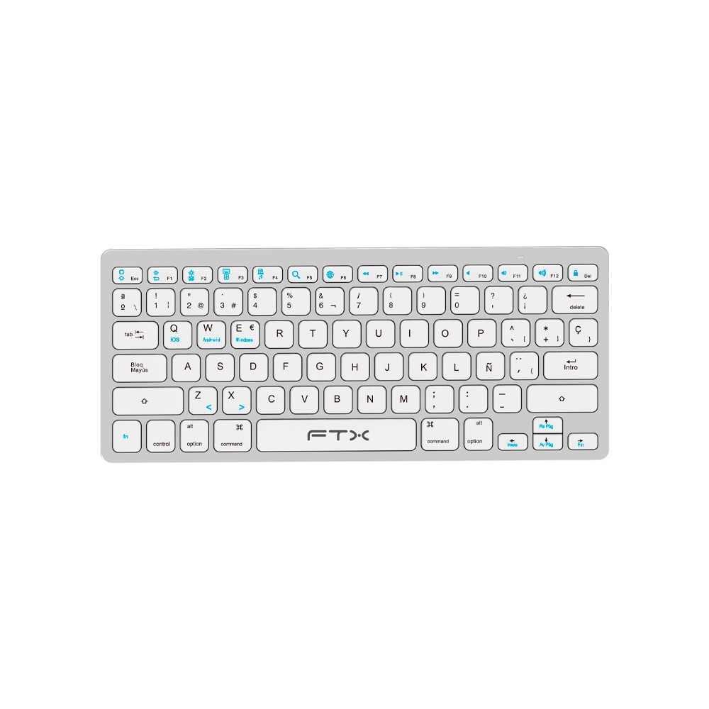 fastrax_99523_6a6d380d70889.jpg TECLADO FTX BLUETOOTH FTXB1000 ULTRA SLIM POR/PLATA - Imagen 1