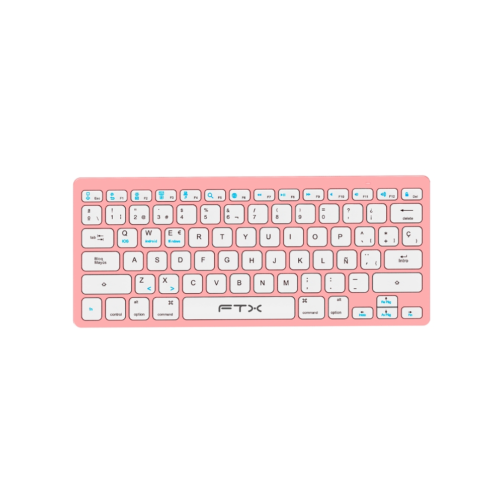 fastrax_99547_6a6d3815b201a.jpg TECLADO FTX BLUETOOTH FTXB1000 ULTRA SLIM POR/ROSA - Imagen 1
