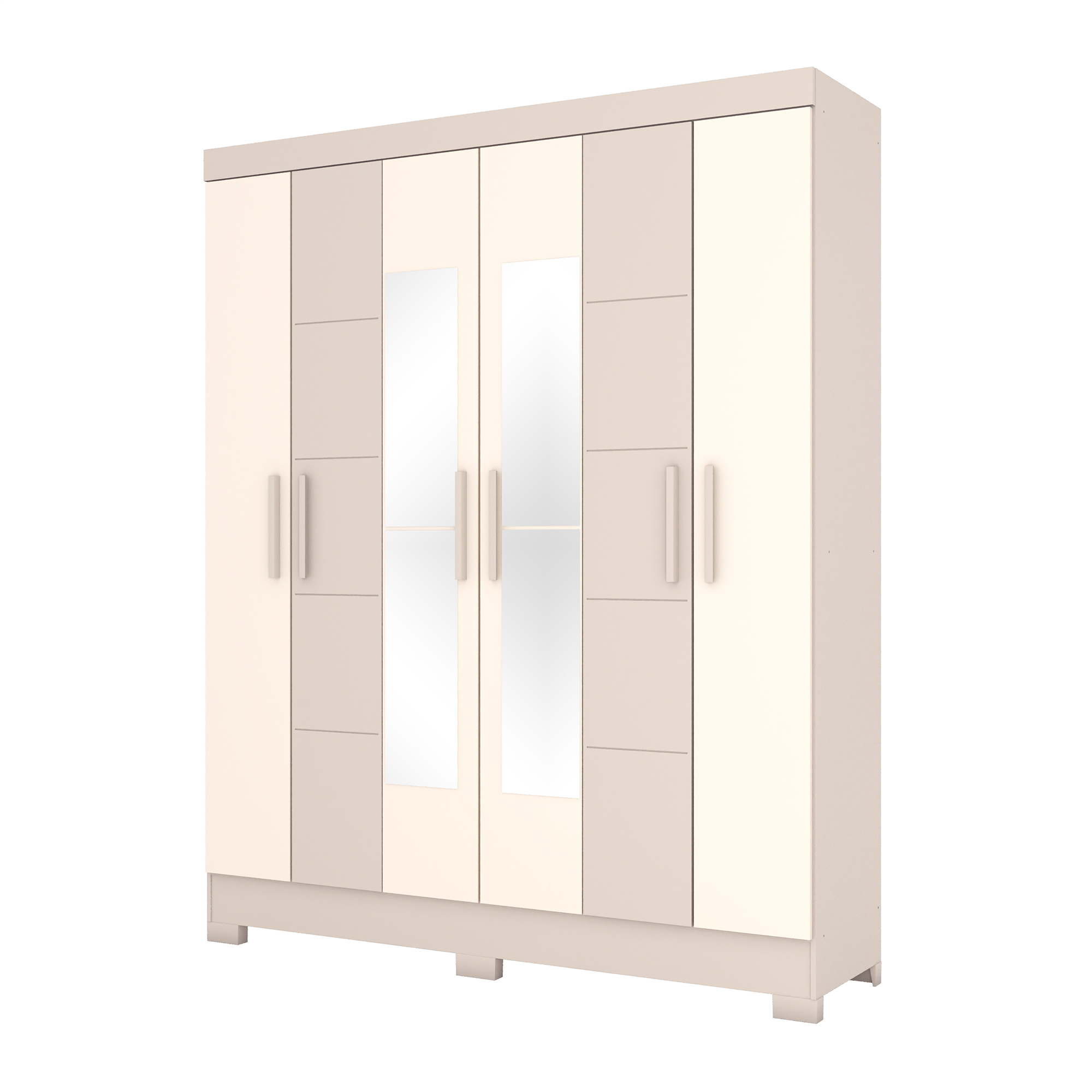 Rop-6P-con-espejo-B73-Cristal-Off-White-Abba-Muebles ROPERO 6 PUERTAS CON ESPEJO BE313 BRIZ CRISTAL|OFF WHITE - Imagen 1