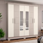 ROPERO 6 PUERTAS CON ESPEJO BE313 BRIZ CRISTAL|OFF WHITE - Imagen 2