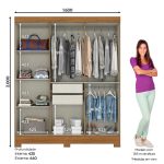 ROPERO 6 PUERTAS CON ESPEJO BE313 BRIZ CRISTAL|OFF WHITE - Imagen 4
