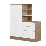 ROPERO CON CÓMODA 2 PUERTAS 3 CAJONES 4070 QMOVI CARVALLO|BLANCO - Imagen 2