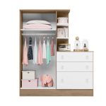ROPERO CON CÓMODA 2 PUERTAS 3 CAJONES 4070 QMOVI CARVALLO|BLANCO - Imagen 3