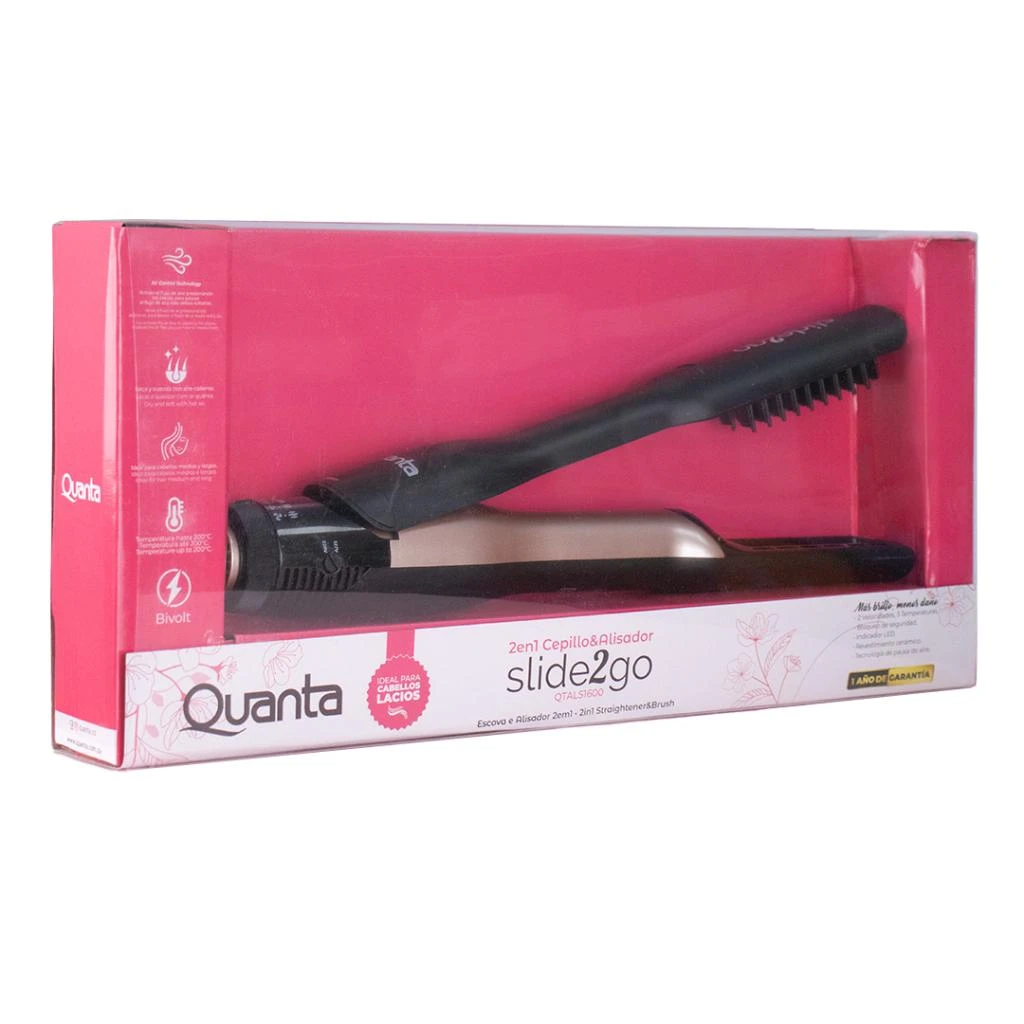 d4e0ec7e97c68ef2e44649f190f5eee2 Cepillo & Alisador 2 en 1 Slide2Go Bivolt QTALS1600 Quanta - Imagen 1