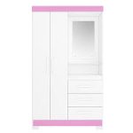 Ropero 2 Puertas 3 Cajones Con Espejo Nt6020 Notavel Blanco New | Rosa Flex - Imagen 3