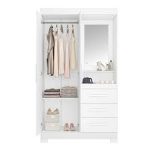 Ropero 2 Puertas 3 Cajones Con Espejo Nt6020 Notavel Blanco New | Rosa Flex - Imagen 5