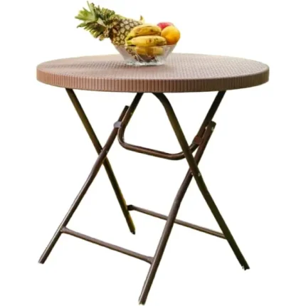 MESA PLEGABLE REDONDA RATTAN 0.80