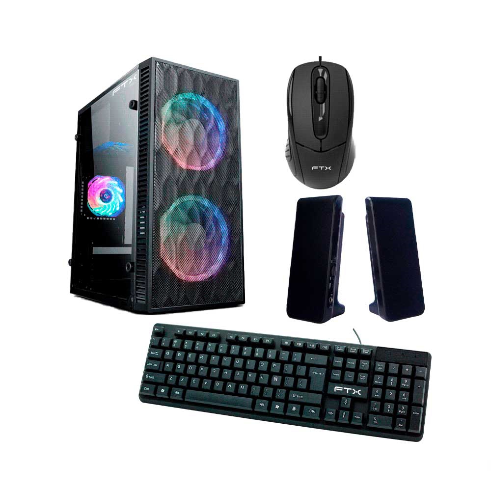 fastrax_121019_6aa88e4829bfe.jpg GABINETE KIT FTXN14 C/FUENTE 500W MOUSE+TECL+SPK+LATERAL TRANSP MATX/MITX - Imagen 1