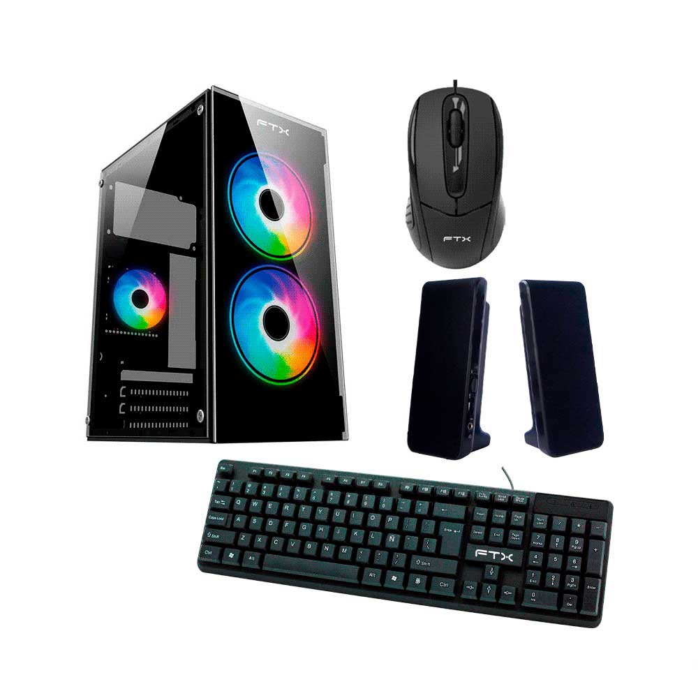fastrax_121026_6aa88e4ba2b74.jpg GABINETE KIT FTX255 C/FUENTE 500W MOUSE+TECL+SPK+LAT FRON TRANSP MATX/MITX - Imagen 1