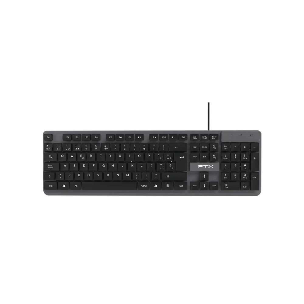 fastrax_128698_6aa8909411da7.jpg TECLADO FTX USB FTX K87 NUMERICO/ESPAÑOL/GRIS CON NEGRO - Imagen 1