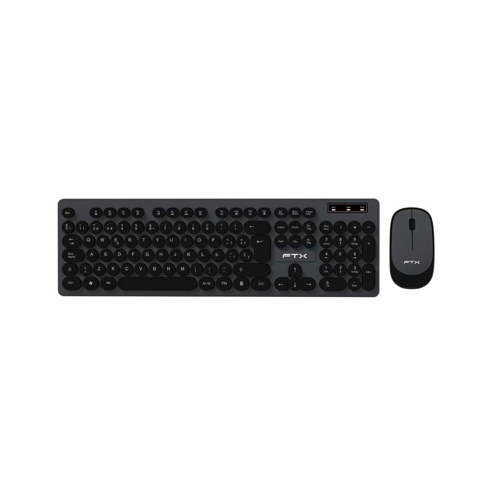 fastrax_128797_6aa890b2a4b08.jpg TECLADO + MOUSE FTX WIRELESS FTXKM400 NUMERICO/ESPAÑOL/NEGRO CON GRIS - Imagen 1