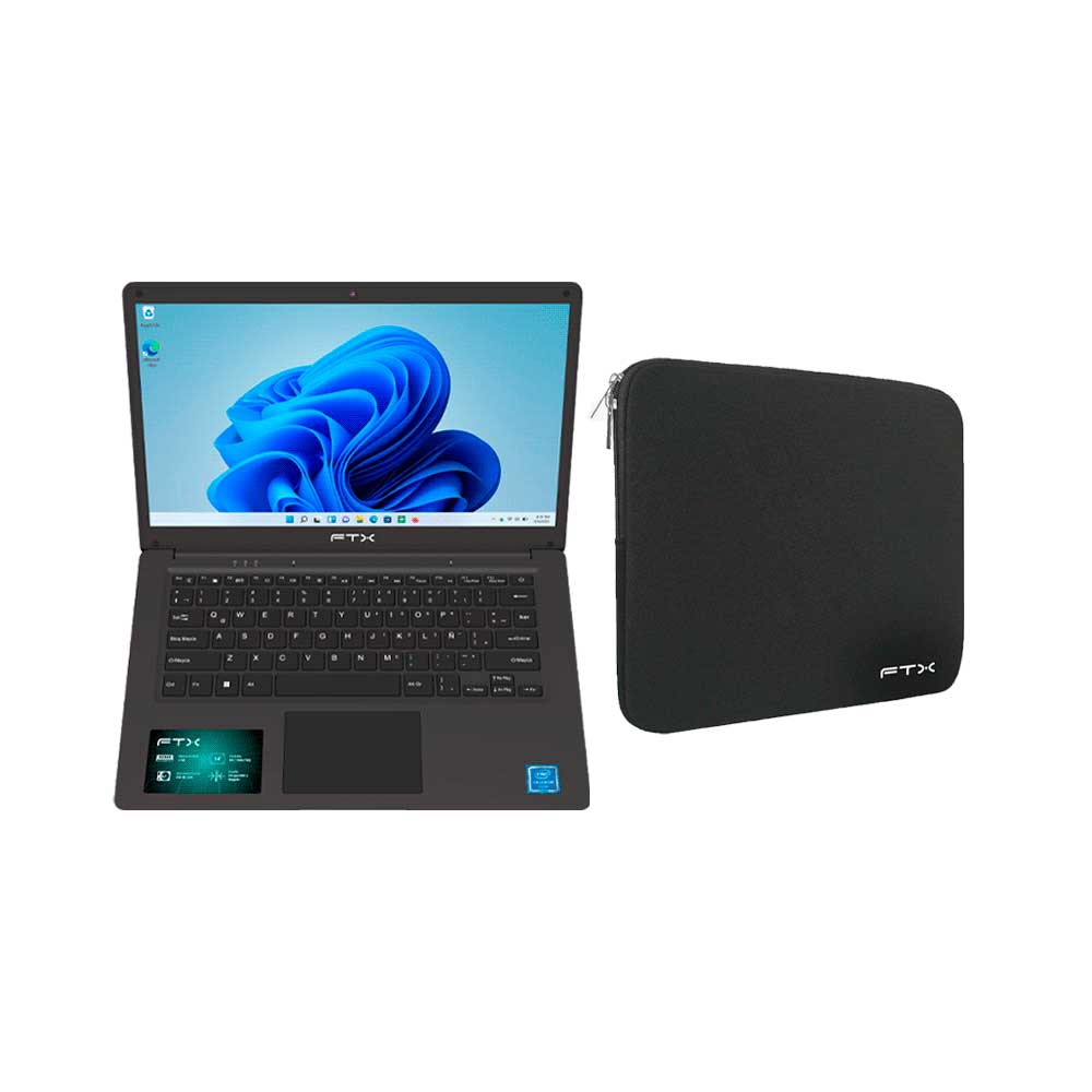 fastrax_129008_6aa890e2d8f70.jpg NOTEBOOK FTX N14-C2564ES CEL 1.1/4G/256SSD/W11H/14" HD/RJ-45/NEGRO + FUNDA - Imagen 1
