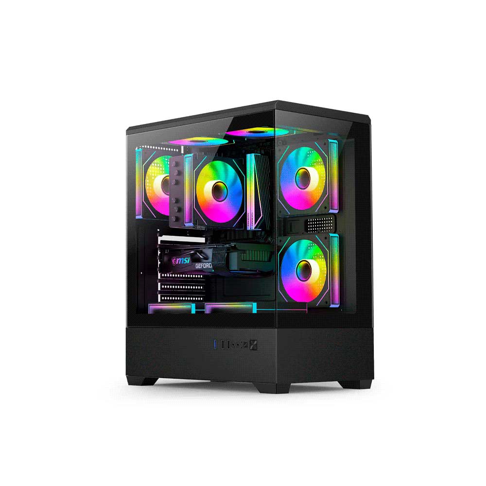 fastrax_132206_6aa8915713256.jpg GABINETE GAMER FTX PCC-G9BK VIDRIO TEMP 3 FAN ATX/MATX/ITX NEGRO - Imagen 1
