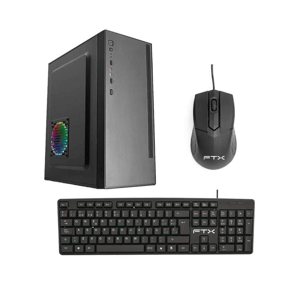 fastrax_132367_6aa891684b631.jpg GABINETE KIT FTX PCC-5W3SK C/FUENTE 500W MOUSE+TECL/ESP ATX/MATX/ITX - Imagen 1