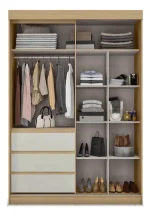 ROPERO 03 PTS 03 CAJ UP BAGDA C/PATAS CASTAÑO/OFF WHITE - Imagen 3