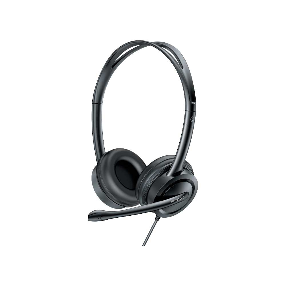 fastrax_124782_6ad5606a50aba.jpg AURICULAR CON MICROFONO FTX H91-BK USB/MIC/NEGRO C/CONT VOL - Imagen 1