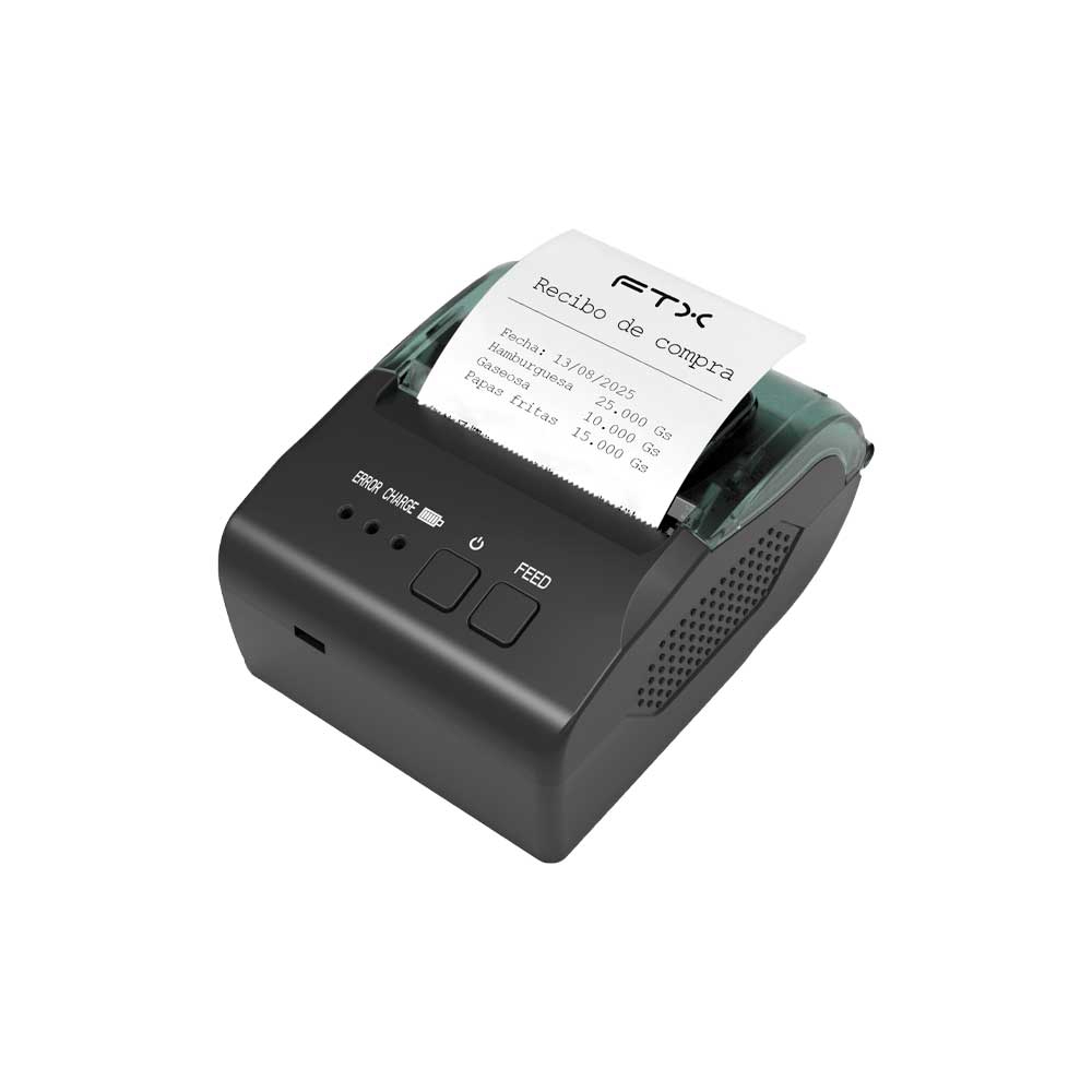 fastrax_126632_6ad644c7e245a.jpg IMPRESORA TERMICA DIRECTA FTX RECIBOS 2" TDR058BT PORTATIL USB/BT NEGRO - Imagen 1
