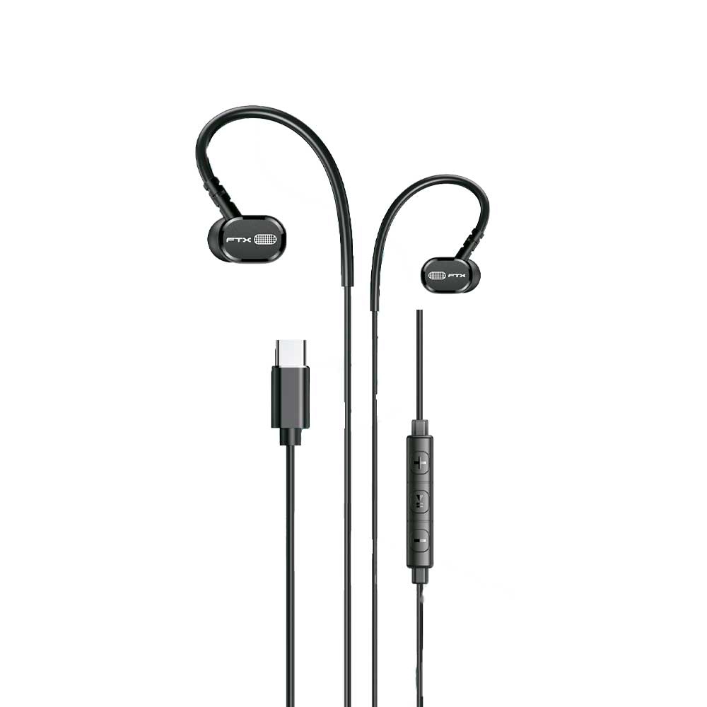 fastrax_136358_6ad56223ba82e.jpg AURICULAR CON MICROFONO FTX E06C-BK USB-C/ CABLE DE 1.2 METROS NEGRO - Imagen 1