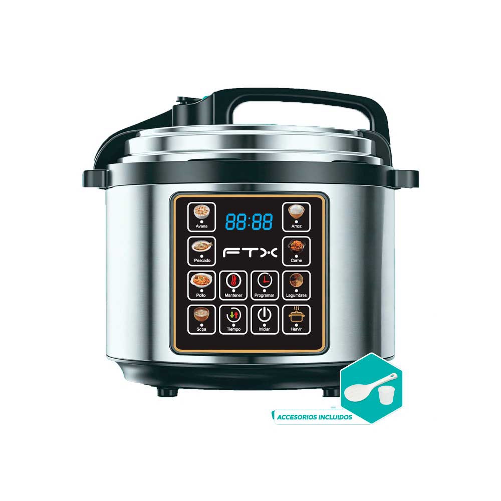 fastrax_138253_6adf539ded38e.jpg OLLA A PRESION FTX 6L 1000W 220V TOUCH COLOR PLATEADO PC2-6TC - Imagen 1