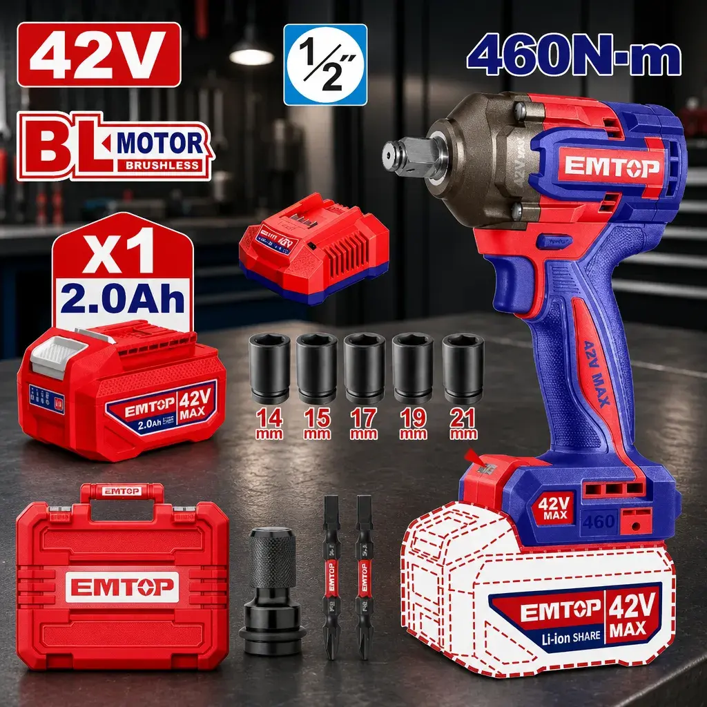 main-05a3a914 LLAVE DE IMPACTO 1/2¨ BL 460NM AI 1XBAT 42V 2AH + ACC - Imagen 1